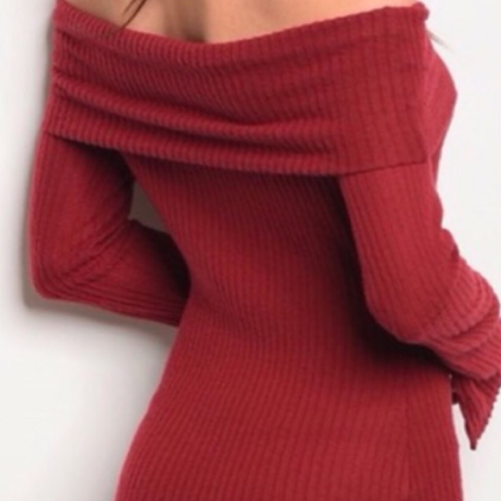 HOT RED OFF SHOULDER DRESS - Picture 5 of 8